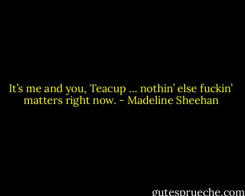 It’s me and you, Teacup … nothin’ else fuckin’ matters right now. - Madeline Sheehan