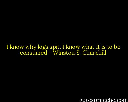 I know why logs spit. I know what it is to be consumed - Winston S. Churchill