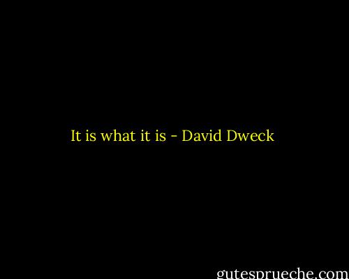 It is what it is - David Dweck