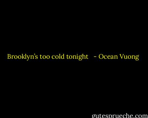 Brooklyn’s too cold tonight<br />  - Ocean Vuong
