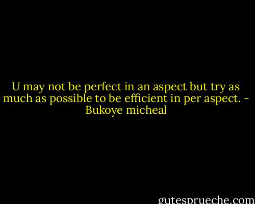 U may not be perfect in an aspect but try as much as possible to be efficient in per aspect. - Bukoye micheal