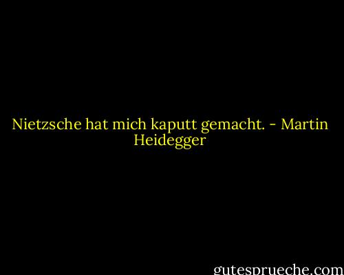 Nietzsche hat mich kaputt gemacht. - Martin Heidegger