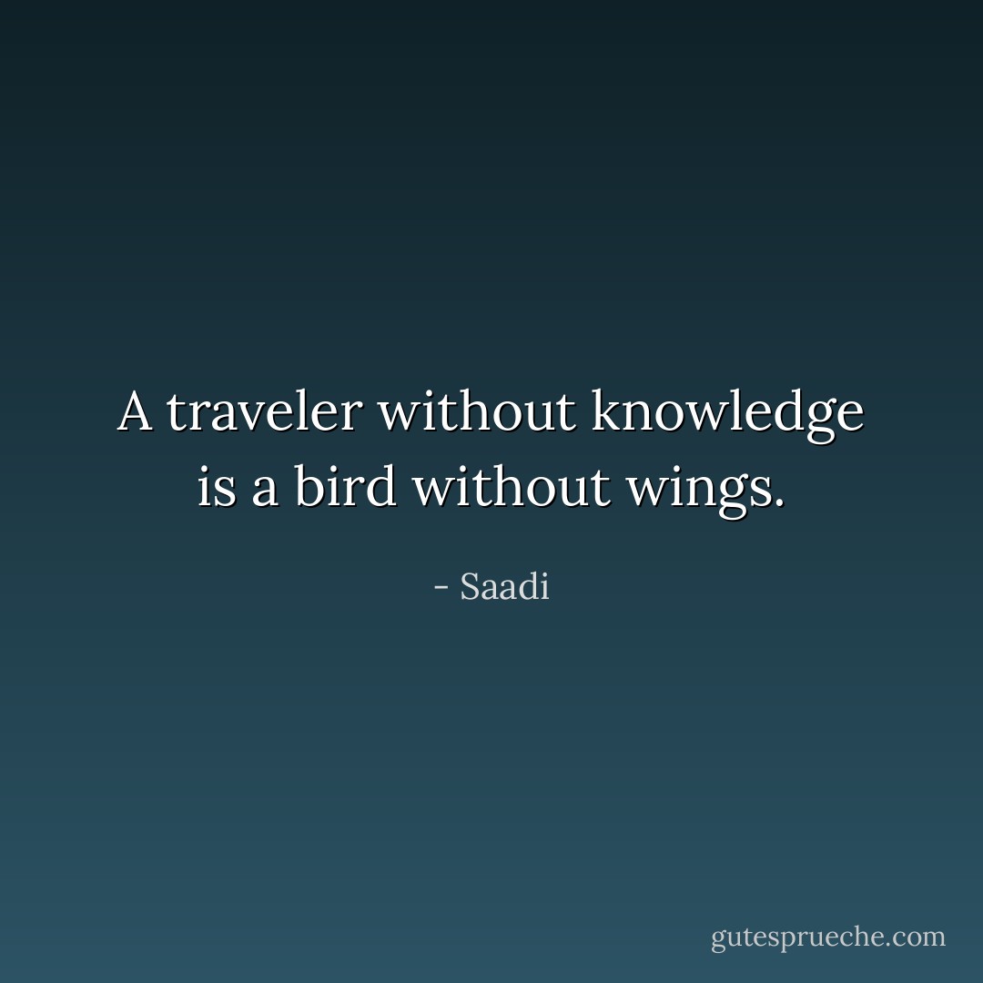 A traveler without knowledge is a bird without wings. - Saadi