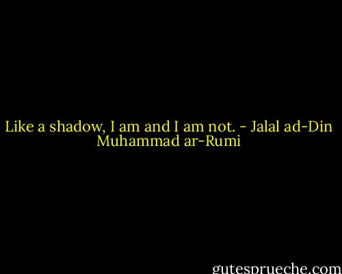 Like a shadow,<br />I am and I am not. - Jalal ad-Din Muhammad ar-Rumi
