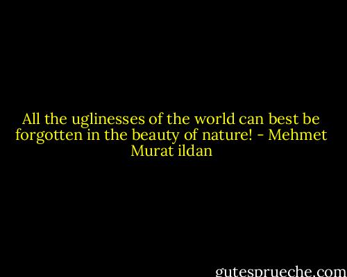 All the uglinesses of the world can best be forgotten in the beauty of nature! - Mehmet Murat ildan