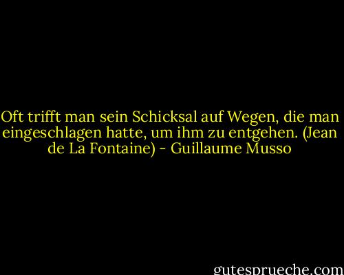 Oft trifft man sein Schicksal auf Wegen, die man eingeschlagen hatte, um ihm zu entgehen.<br />(Jean de La Fontaine) - Guillaume Musso
