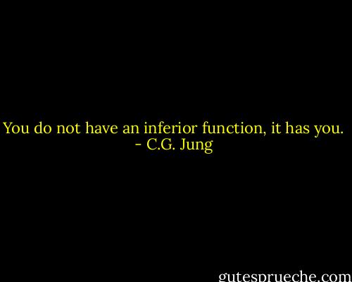 You do not have an inferior function, it has you. - C.G. Jung