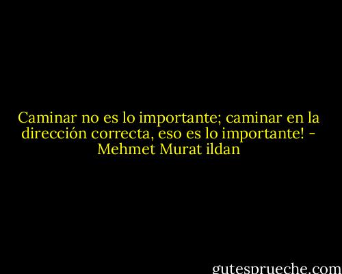 Caminar no es lo importante; caminar en la dirección correcta, eso es lo importante! - Mehmet Murat ildan