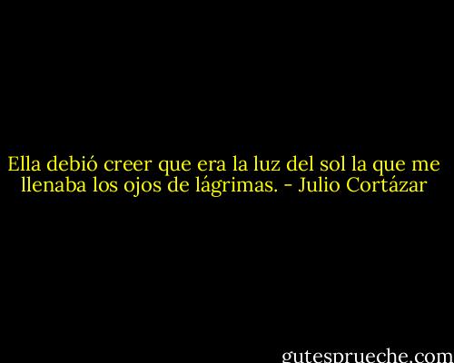 Ella debió creer que era la luz del sol la que me llenaba los ojos de lágrimas. - Julio Cortázar