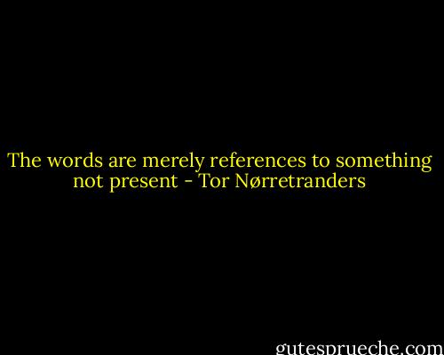 The words are merely references to something not present - Tor Nørretranders