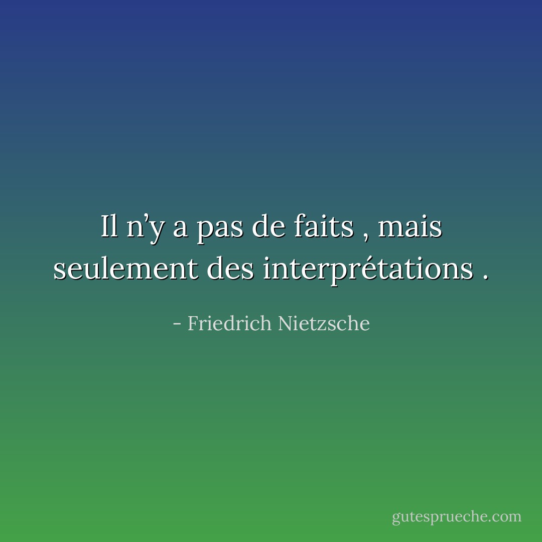 Il n’y a pas de faits , mais seulement des interprétations . - Friedrich Nietzsche