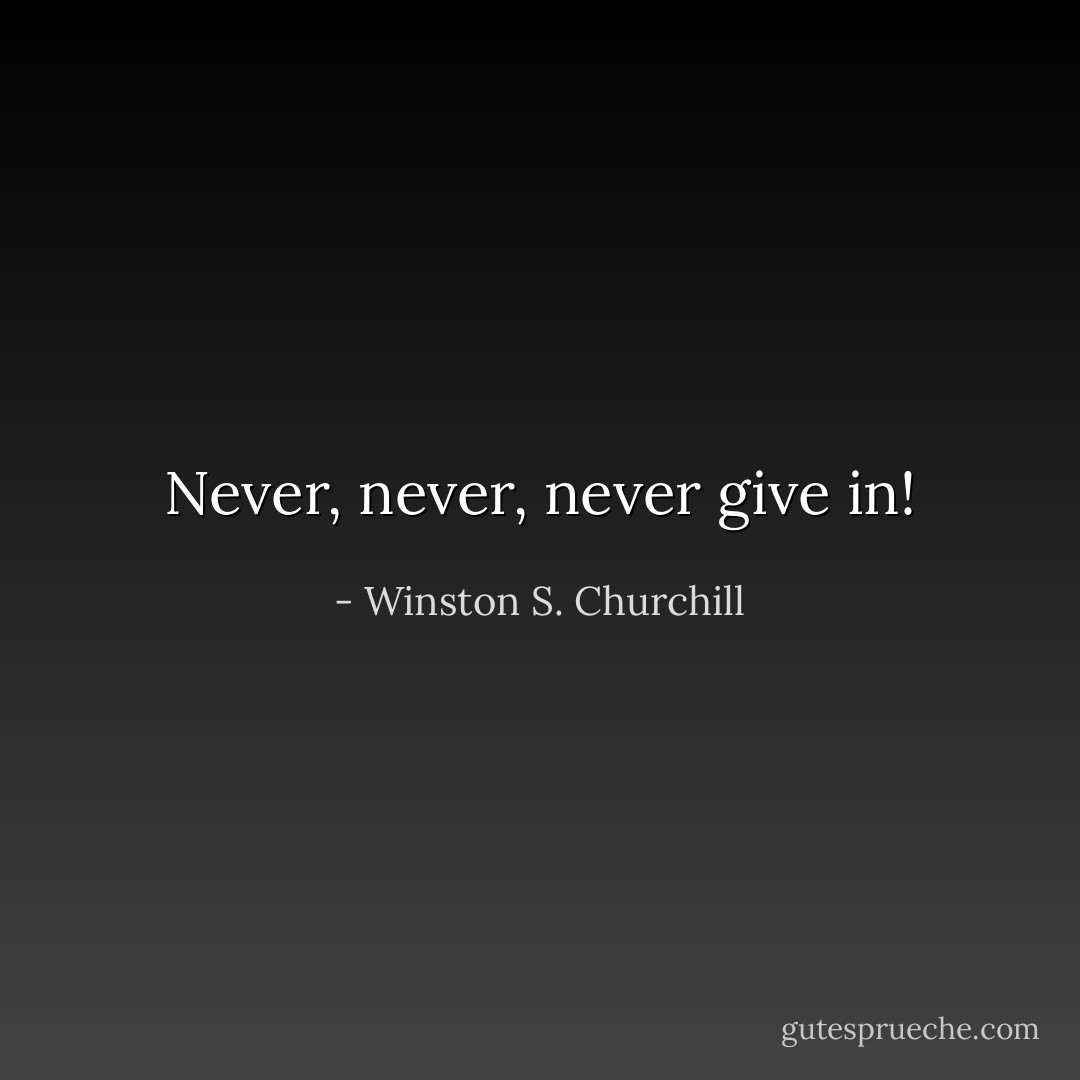Never, never, never give in! - Winston S. Churchill