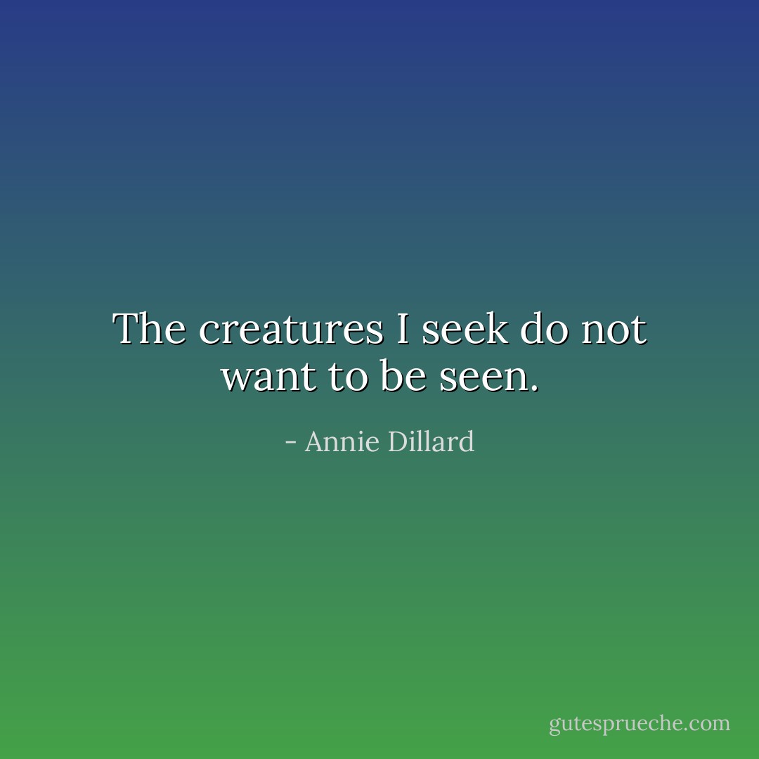 The creatures I seek do not want to be seen. - Annie Dillard