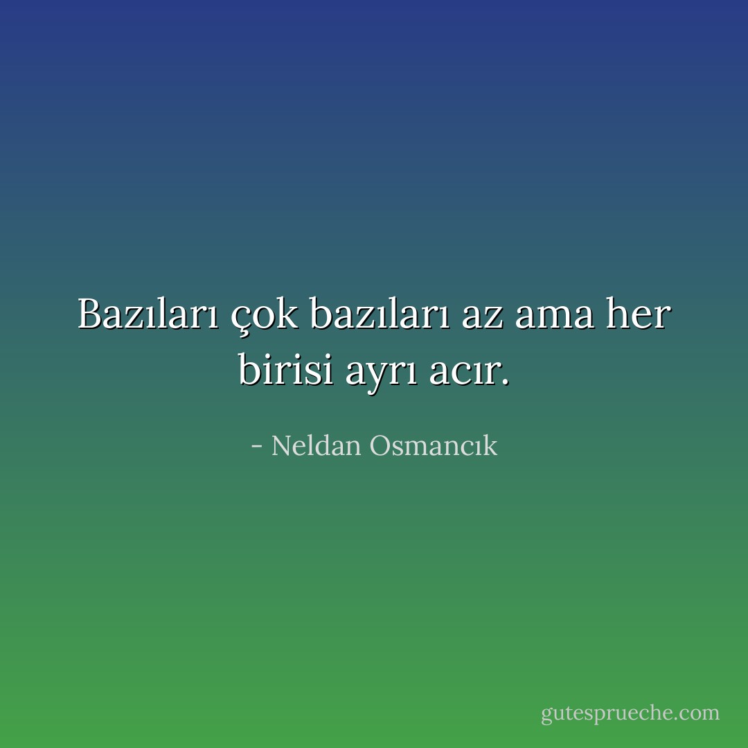 Bazıları çok bazıları az ama her birisi ayrı acır. - Neldan Osmancık