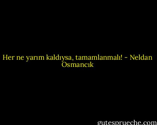 Her ne yarım kaldıysa, tamamlanmalı! - Neldan Osmancık