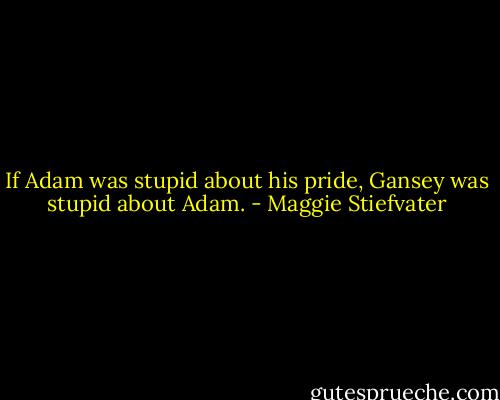If Adam was stupid about his pride, Gansey was stupid about Adam. - Maggie Stiefvater