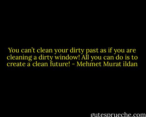 You can’t clean your dirty past as if you are cleaning a dirty window! All you can do is to create a clean future! - Mehmet Murat ildan