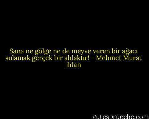 Sana ne gölge ne de meyve veren bir ağacı sulamak gerçek bir ahlaktır! - Mehmet Murat ildan