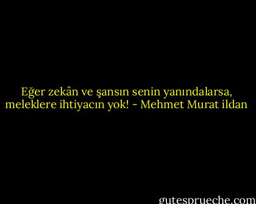 Eğer zekân ve şansın senin yanındalarsa, meleklere ihtiyacın yok! - Mehmet Murat ildan