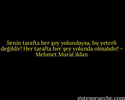 Senin tarafta her şey yolundaysa, bu yeterli değildir! Her tarafta her şey yolunda olmalıdır! - Mehmet Murat ildan