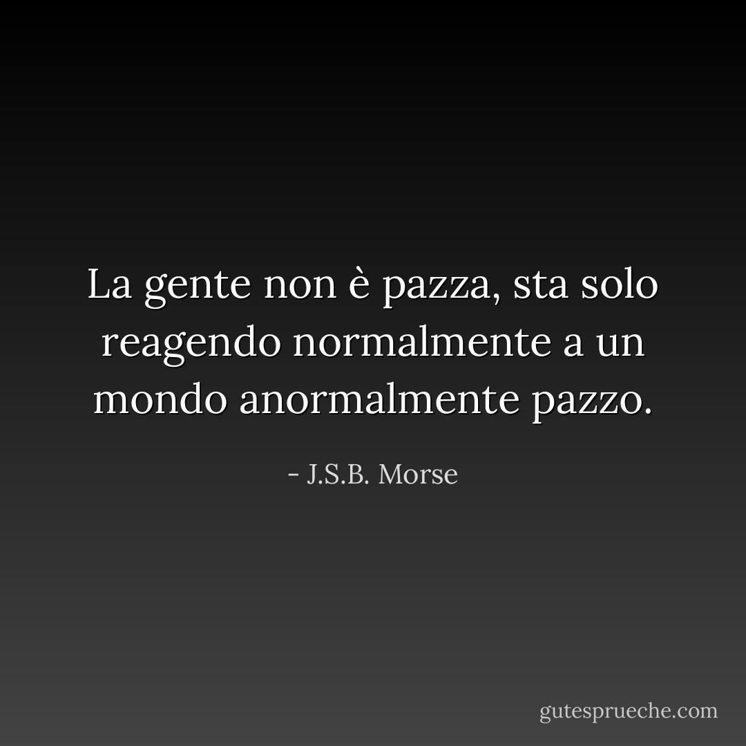 La gente non è pazza, sta solo reagendo normalmente a un mondo anormalmente pazzo. - J.S.B. Morse