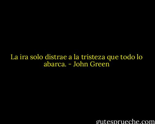 La ira solo distrae a la tristeza que todo lo abarca. - John Green