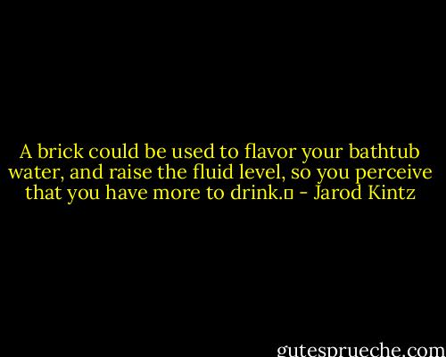 A brick could be used to flavor your bathtub water, and raise the fluid level, so you perceive that you have more to drink.  - Jarod Kintz