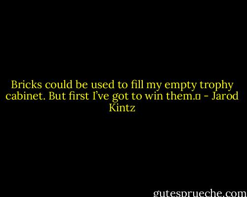Bricks could be used to fill my empty trophy cabinet. But first I’ve got to win them.  - Jarod Kintz
