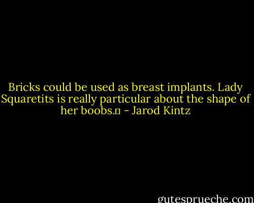 Bricks could be used as breast implants. Lady Squaretits is really particular about the shape of her boobs.  - Jarod Kintz