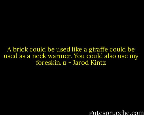 A brick could be used like a giraffe could be used as a neck warmer. You could also use my foreskin.   - Jarod Kintz