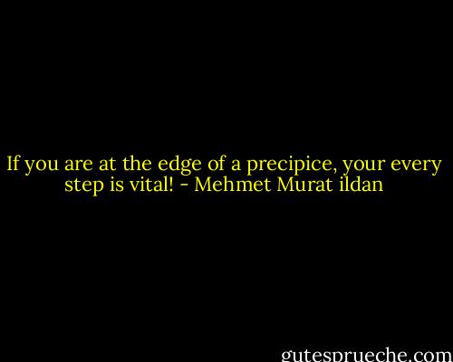 If you are at the edge of a precipice, your every step is vital! - Mehmet Murat ildan