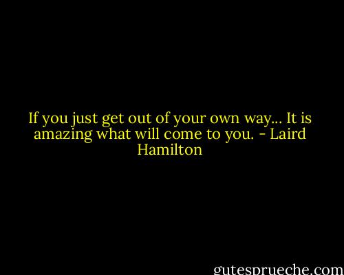If you just get out of your own way... It is amazing what will come to you. - Laird Hamilton