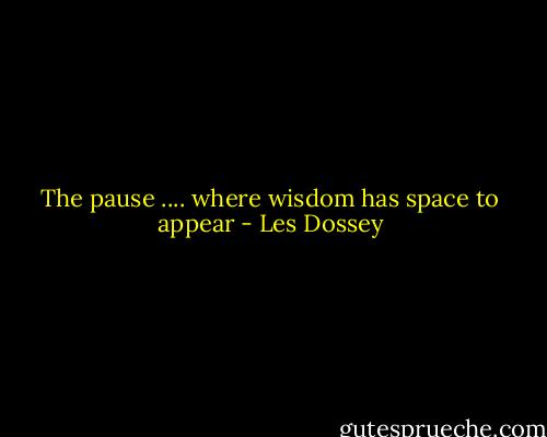 The pause .... where wisdom has space to appear - Les Dossey