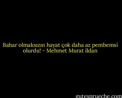 Bahar olmaksızın hayat çok daha az pembemsi olurdu! - Mehmet Murat ildan