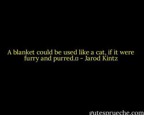 A blanket could be used like a cat, if it were furry and purred.  - Jarod Kintz