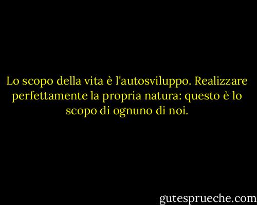 Lo scopo della vita è l'autosviluppo. Realizzare perfettamente la propria natura: questo è lo scopo di ognuno di noi. - Oscar Wilde