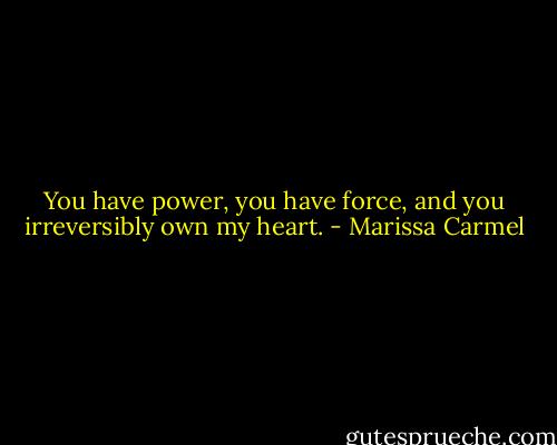You have power, you have force, and you irreversibly own my heart. - Marissa Carmel