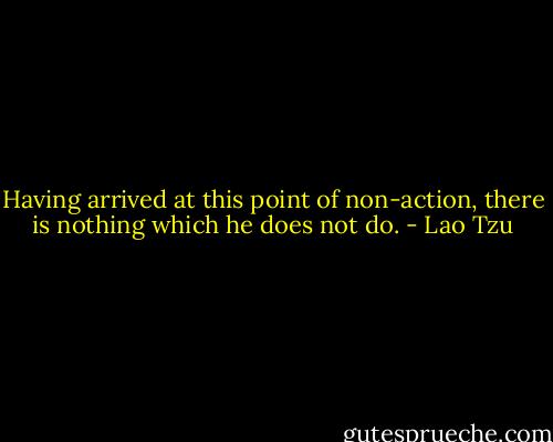 Having arrived at this point of non-action, there is nothing which he does not do. - Lao Tzu