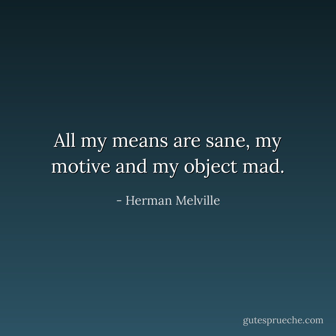 All my means are sane, my motive and my object mad. - Herman Melville