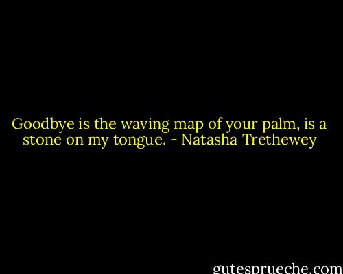 Goodbye is the waving map of your palm, is a stone on my tongue. - Natasha Trethewey