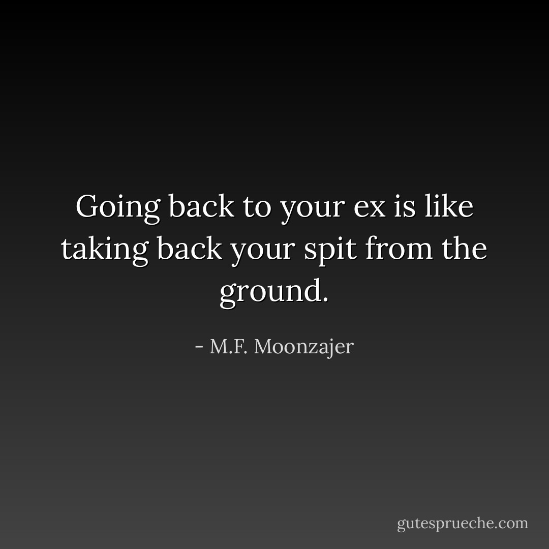 Going back to your ex is like taking back your spit from the ground. - M.F. Moonzajer