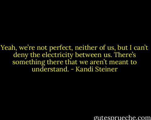Yeah, we’re not perfect, neither of us, but I can’t deny the electricity between us. There’s something there that we aren’t meant to understand. - Kandi Steiner