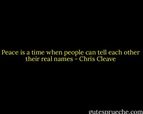 Peace is a time when people can tell each other their real names - Chris Cleave