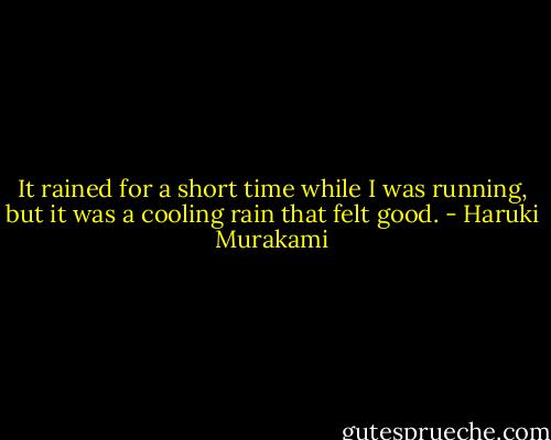 It rained for a short time while I was running, but it was a cooling rain that felt good. - Haruki Murakami
