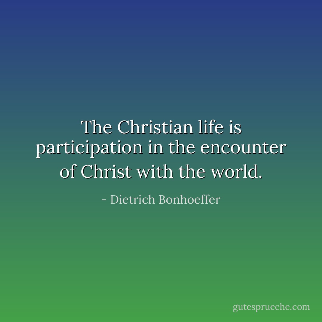 The Christian life is participation in the encounter of Christ with the world. - Dietrich Bonhoeffer
