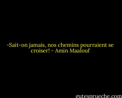 -Sait-on jamais, nos chemins pourraient se croiser! - Amin Maalouf