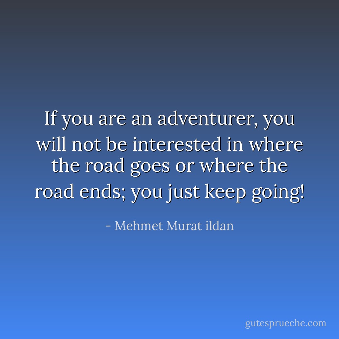 If you are an adventurer, you will not be interested in where the road goes or where the road ends; you just keep going! - Mehmet Murat ildan