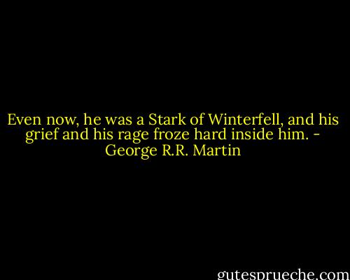 Even now, he was a Stark of Winterfell, and his grief and his rage froze hard inside him. - George R.R. Martin