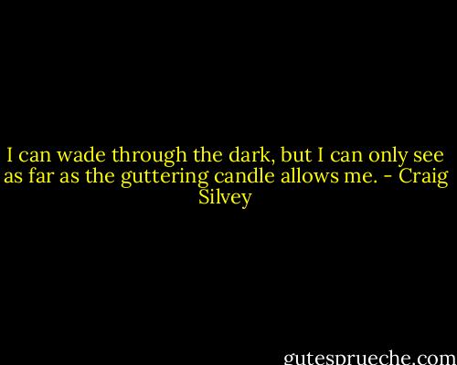 I can wade through the dark, but I can only see as far as the guttering candle allows me. - Craig Silvey