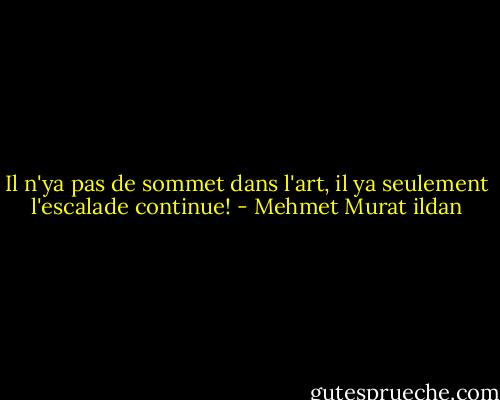 Il n'ya pas de sommet dans l'art, il ya seulement l'escalade continue! - Mehmet Murat ildan